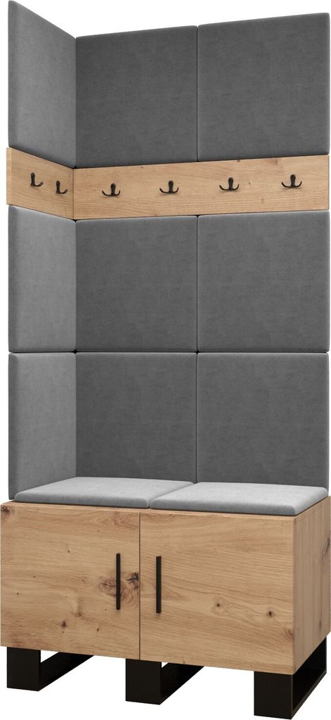 Garderobe ARTIN Set 11 mit gepolsterten Paneelen Industrial Design