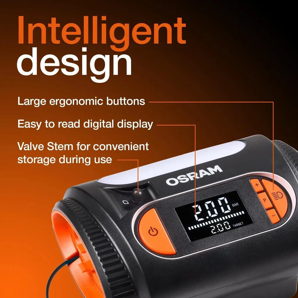 Compressore Portatile Pneumatici OSRAM 2120 Display LCD Auto e Moto 12V - 2