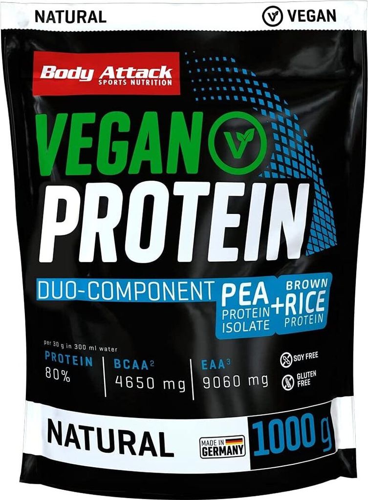Body Attack Vegan Protein – 1000g-Beutel Natural