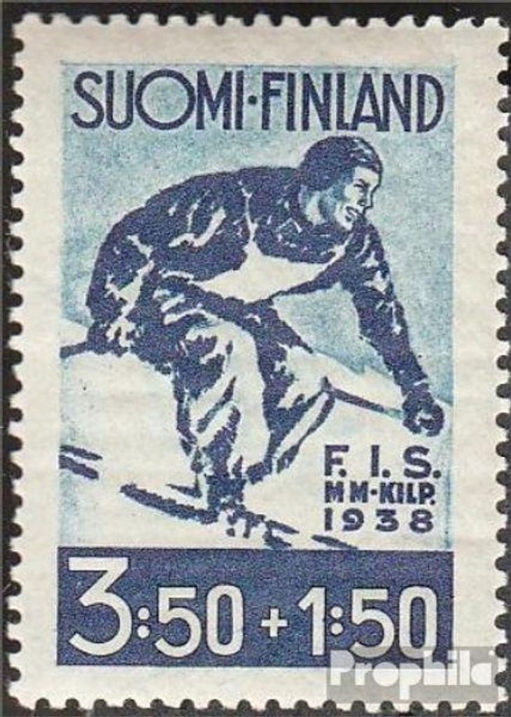 Briefmarken Finnland 1938 Mi 210 postfrisch Ski-Wettkämpfe Produktbild 