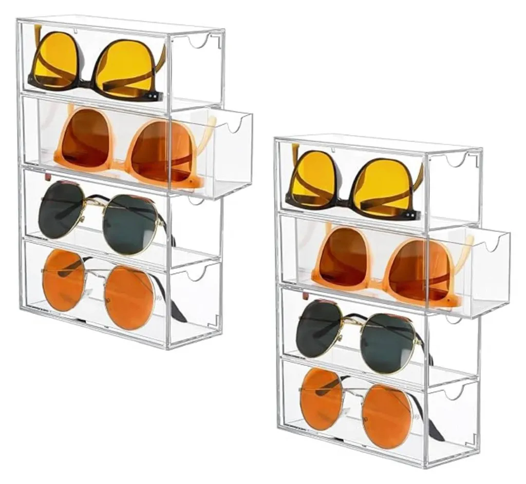 Boîte de rangement pour lunettes avec 8 tiroirs, idéal pour dressing et bureau