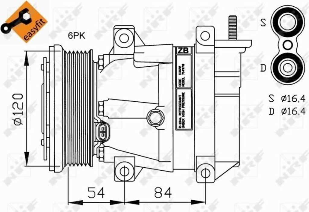 NRF 32220G - OE 95234605 Klimakompressor für Aveo (T200), Aveo (T250, T255), Lacetti (J200)