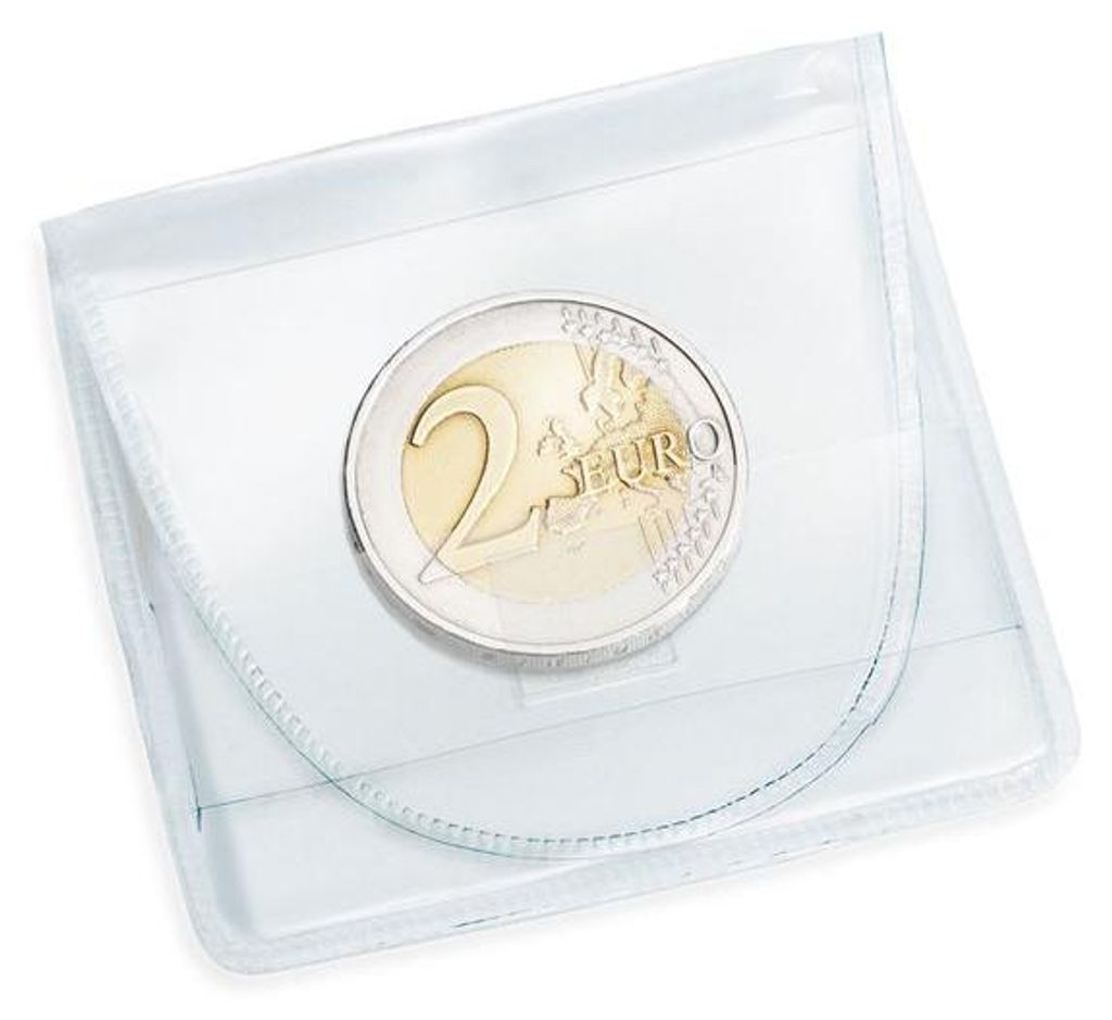 Münzentaschen für 1 Münze bis 46mm aus Papier, 100er Pack