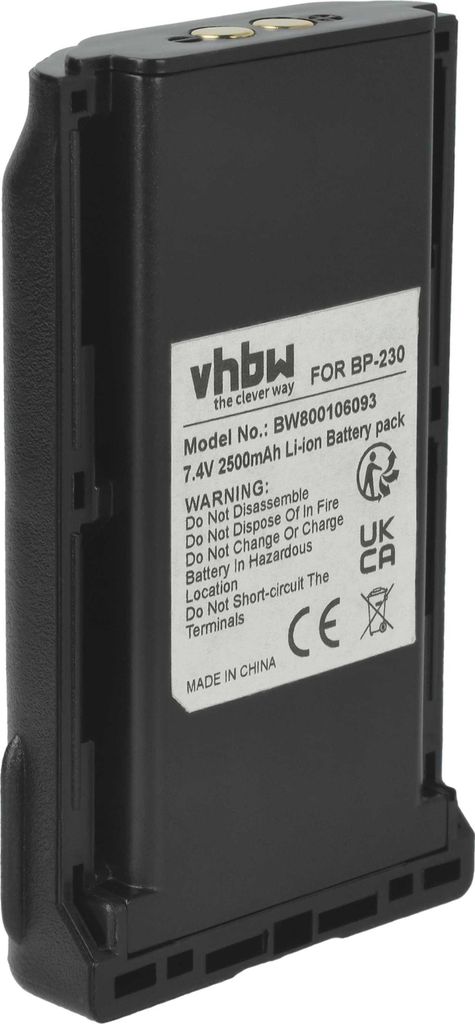 vhbw Akku kompatibel mit Icom IC-F3061, IC-F3023T, IC-F3061S, IC-F3062, IC-F3061T, IC-F3062S Funkgerät, Walkie Talkie (2500 mAh, 7,4 V, Li-Ion)