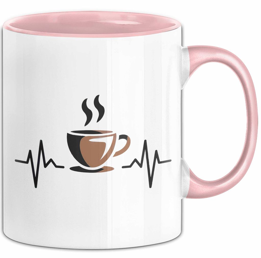 Kaffee Junkie Tasse Geschenkidee für Koffeinliebhaber (Rosa)