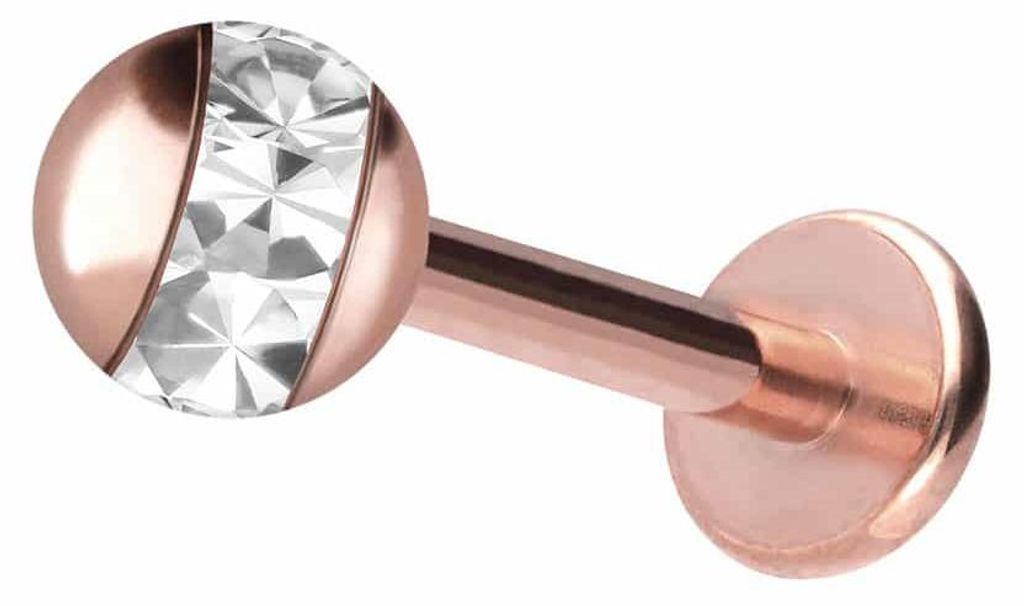 Ohrpiercing, Nasenpiercing Chirurgenstahl Labret EPOXY-RING-KUGEL RoséGold Stablänge: 11mm + Stabstärke: 1,2mm + Kugelgröße: 4mm