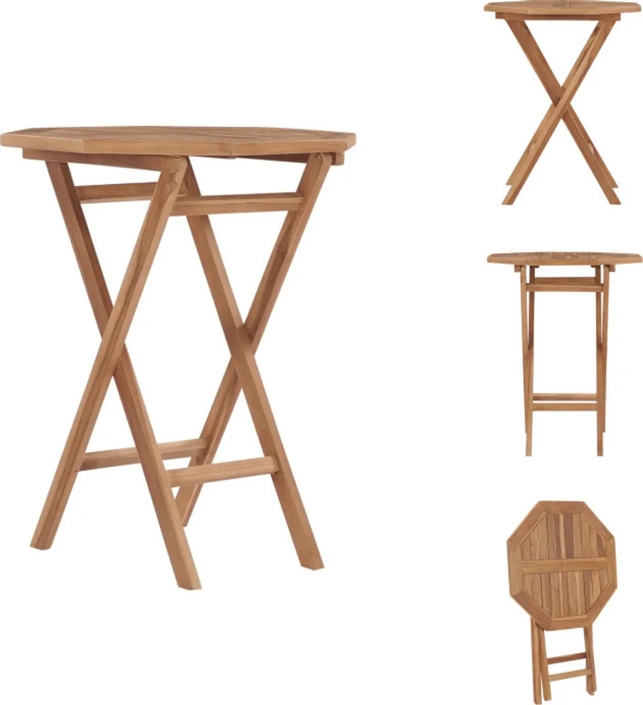 vidaXL Tavolo da giardino pieghevole 60×60×75 cm in legno massiccio di teak - Tavoli da giardino