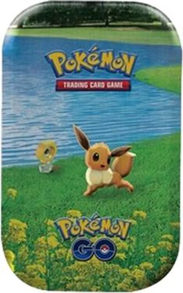 Boîte Métal Pokémon GO Mini Tin Évoli pour Cartes de Jeu JCC Pokémon