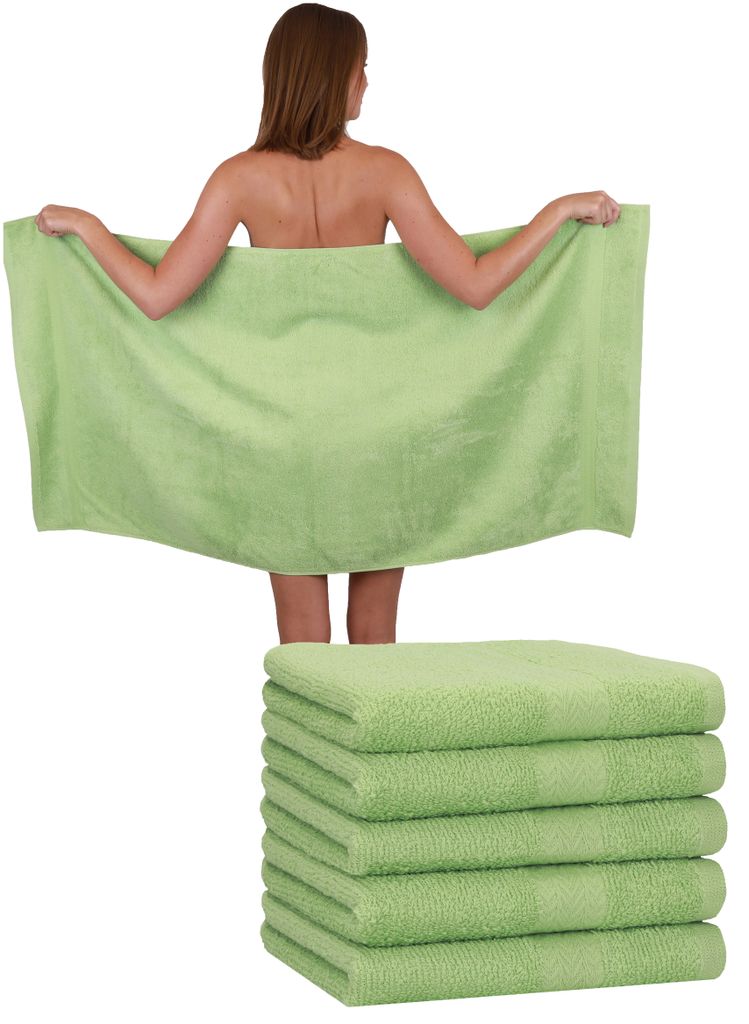 Betz 6 Stück Duschtücher 70 x 140 cm PREMIUM 100% Baumwolle Liegetuch Strandtuch Farbe: apfelgrün