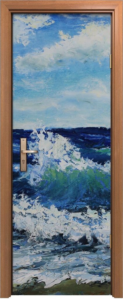 Türposter 70x200 cm Türaufkleber Türtapete Türfolie Klebefolie Kunst Gemälde Landschaft Meereswellen