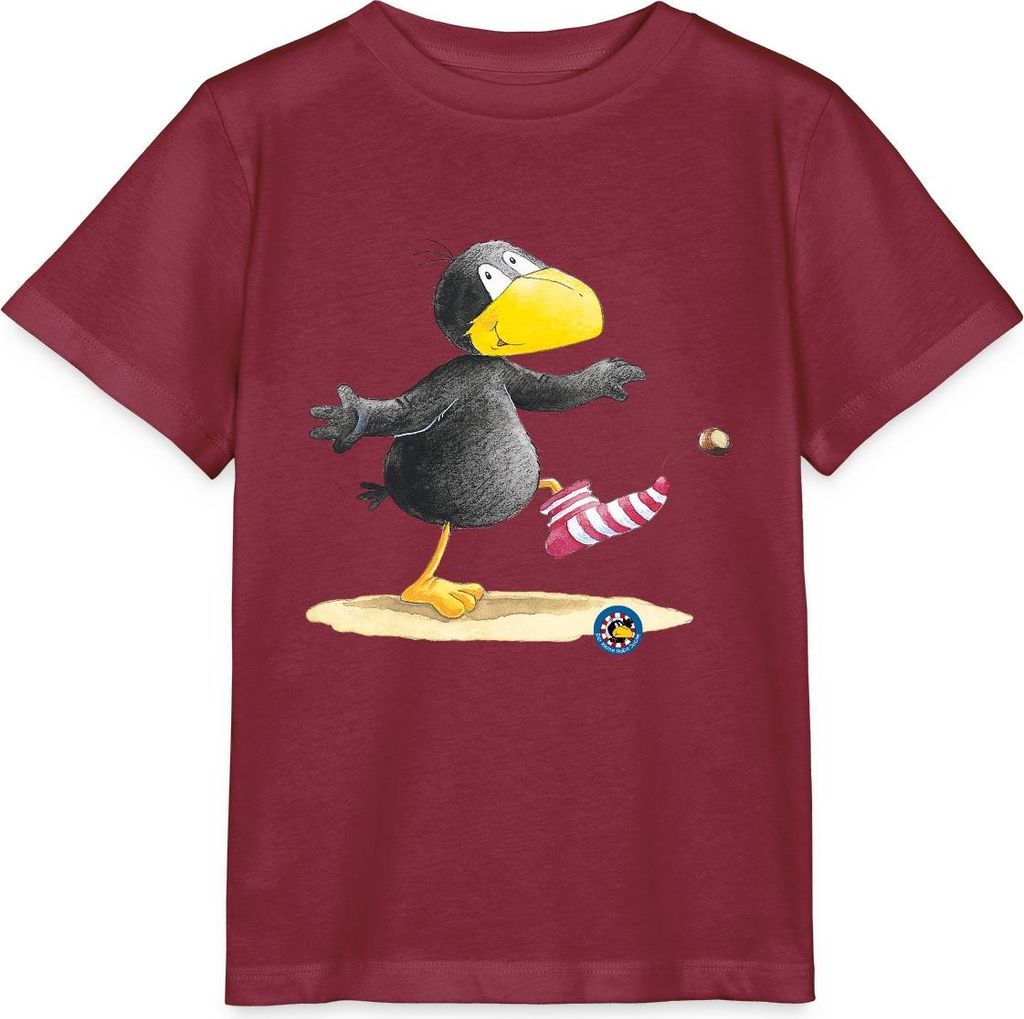 Spreadshirt Der kleine Rabe Socke Kastanie Kinder Basic T-Shirt, 98/104 (3-4 Jahre), Burgunderrot