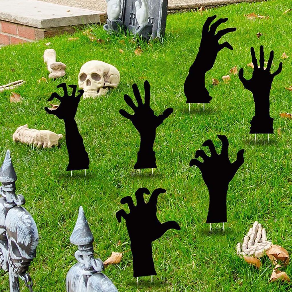 6x Gruselige Hand aus dem Boden - Halloween-Stecker für Rasen & Garten als gruseliger Überraschungseffekt