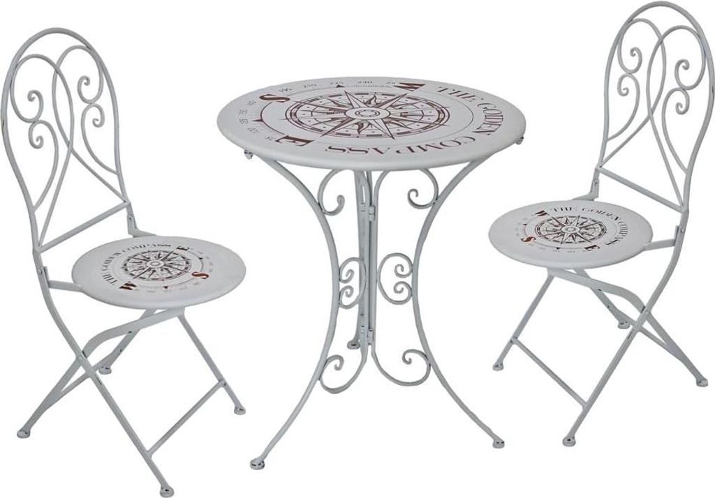 Balkonmöbel-Set STEFAN 3-tlg. - Stahl, Bronze | Balkon-Set Gartenmöbel-Set Sitzgruppe für Balkon Balkonstuhl Balkontisch