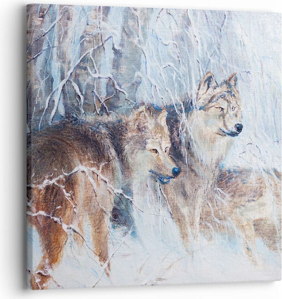 Bild auf Leinwand - Leinwandbild - Wolf Tier Wald - 30x30cm - Wand Bild - Wanddeko - Wandbilder - Leinwanddruck - Bilder - Kunstdruck - Wanddekorat...