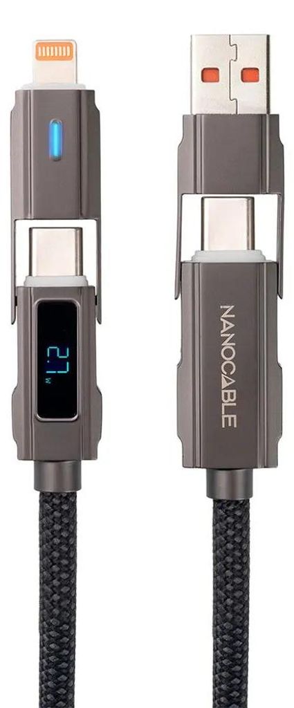 Nanocable 10.01.2501, 1 m, USB A/USB C, USB C/Lightning, Schwarz