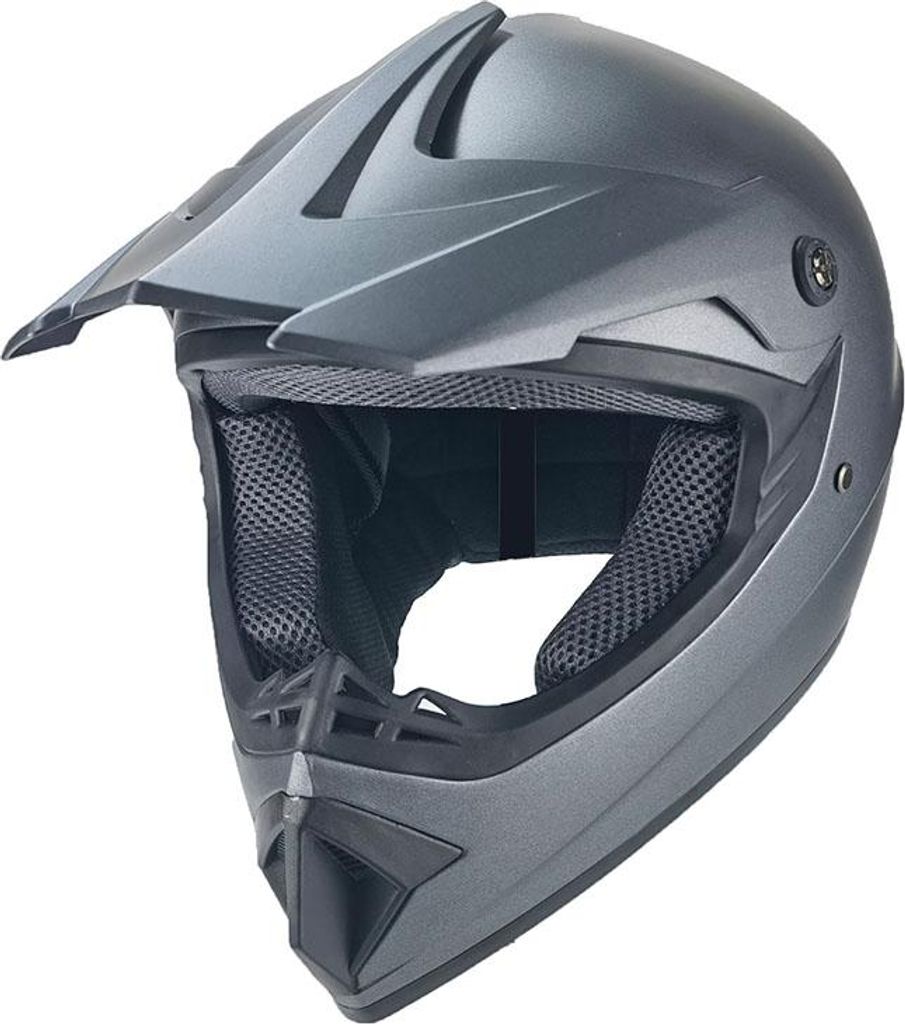 Crosshelm Helm Motorradhelm Motocross Jethelm Grau Matt Uni ECE DOT Größe XS