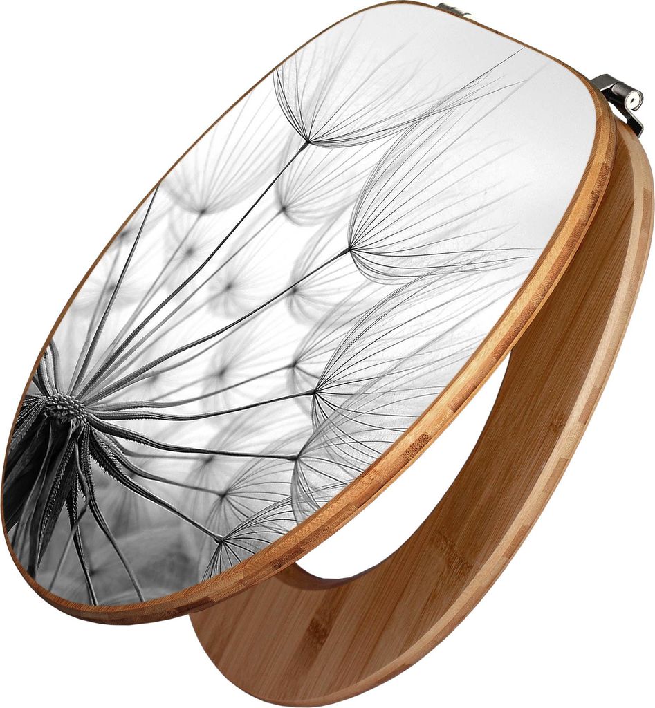 banjado Design WC Sitz Bambus 44x38x5cm - Ready For Takeoff - Toilettendeckel/Toilettensitz Bambus - hochwertiger Bambus Klodeckel/WC-Sitz mit Univ...