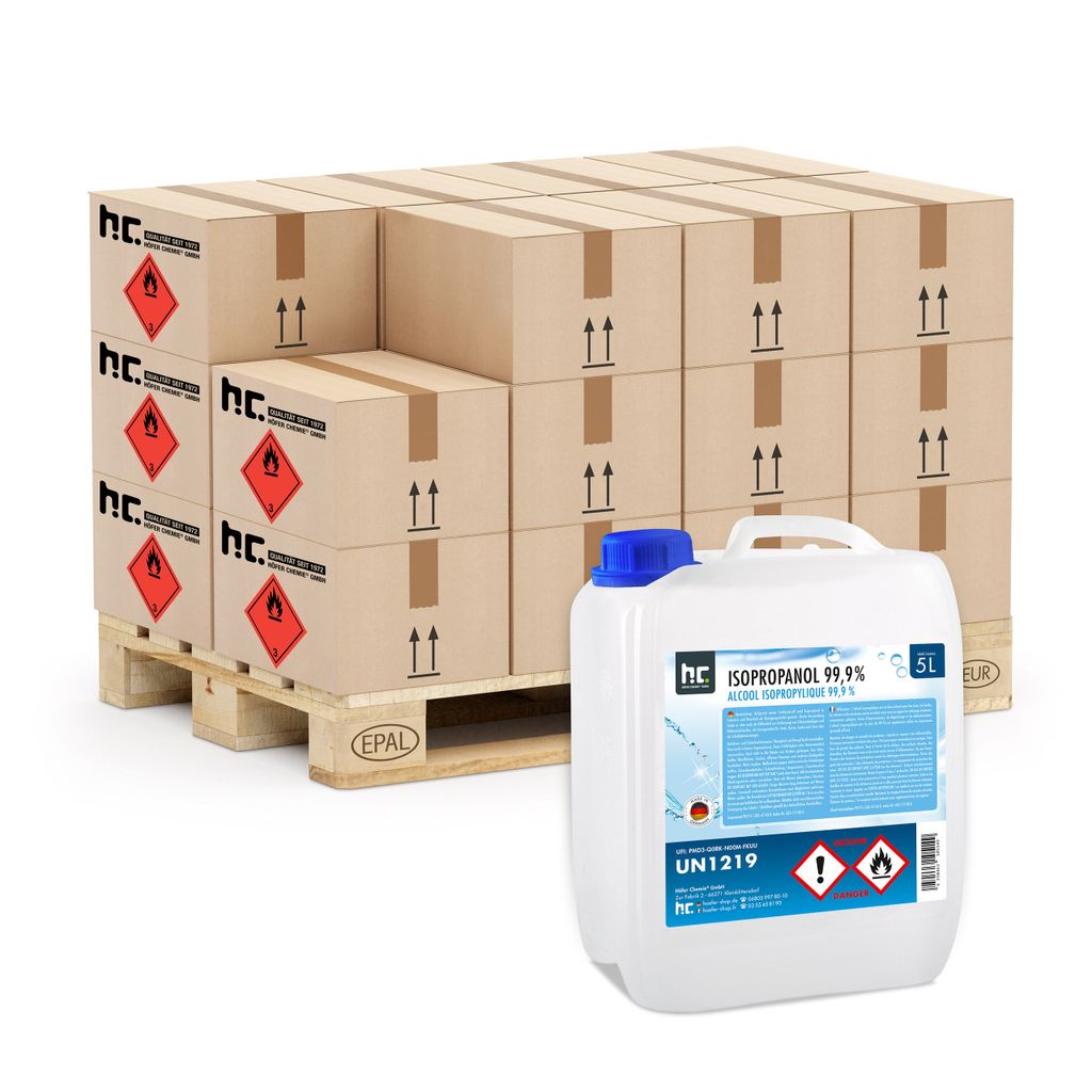 5 L Isopropanol 99,9% zur Flächenreinigung, als Lösungsmittel für Fette, Harze, Lacke, Tinte