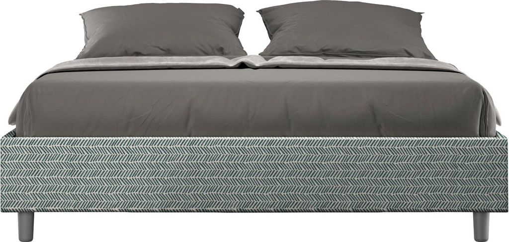 ITYHOME - Gepolstertes Bett mit Lattenrost 160x200 mit Stoffbezug Aragona 7 Himmelblau Azelia
