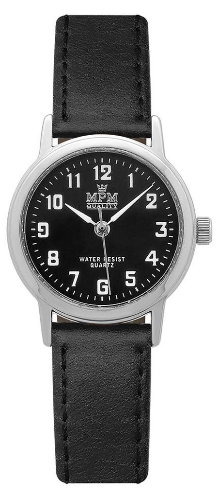 MPM-Quality Damenuhr June Silber Lederarmband Schwarz Produktbild 