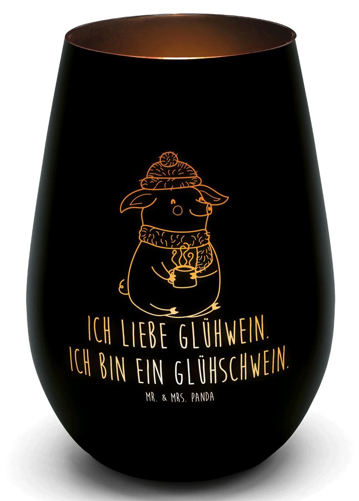 Mr. & Mrs. Panda Teelichthalter Schwein Glühwein - Schwarz Produktbild 