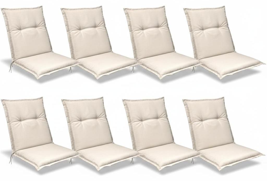 Beautissu 8er Set Niedriglehner Auflagen Base NL, 100x50cm, Natur