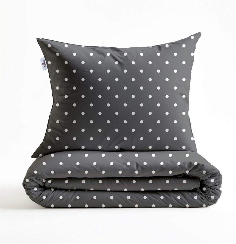 Zo! Home Baumwolle Bettwäsche 135x200 Punta di Cotone Pewter Grey Punkte anthrazit