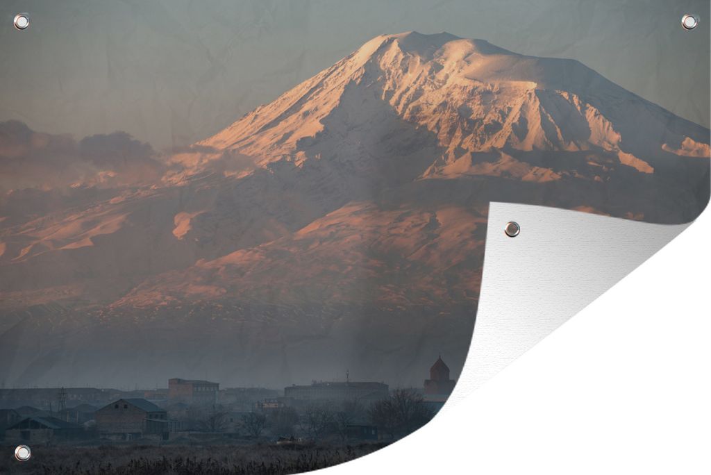MuchoWow 120x80 cm Outdoor-Poster Gartendeko Sichtschutz Garten Poster für den Garten Blick auf den Berg Ararat in Armenien