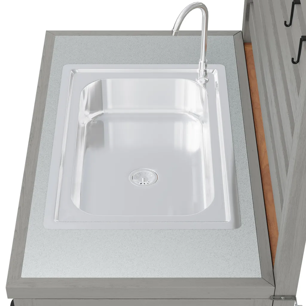 Table d'Appoint Barbecue avec Point d'Eau, Rangement Jardin et Bac Inox - 14