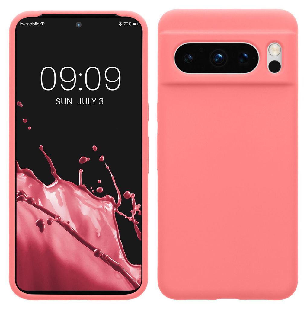kwmobile Handyhülle für Google Pixel 8 Pro Hülle, für Pixel 8 Pro Case - Hülle Silikon - kabelloses Laden - Pastell Koralle