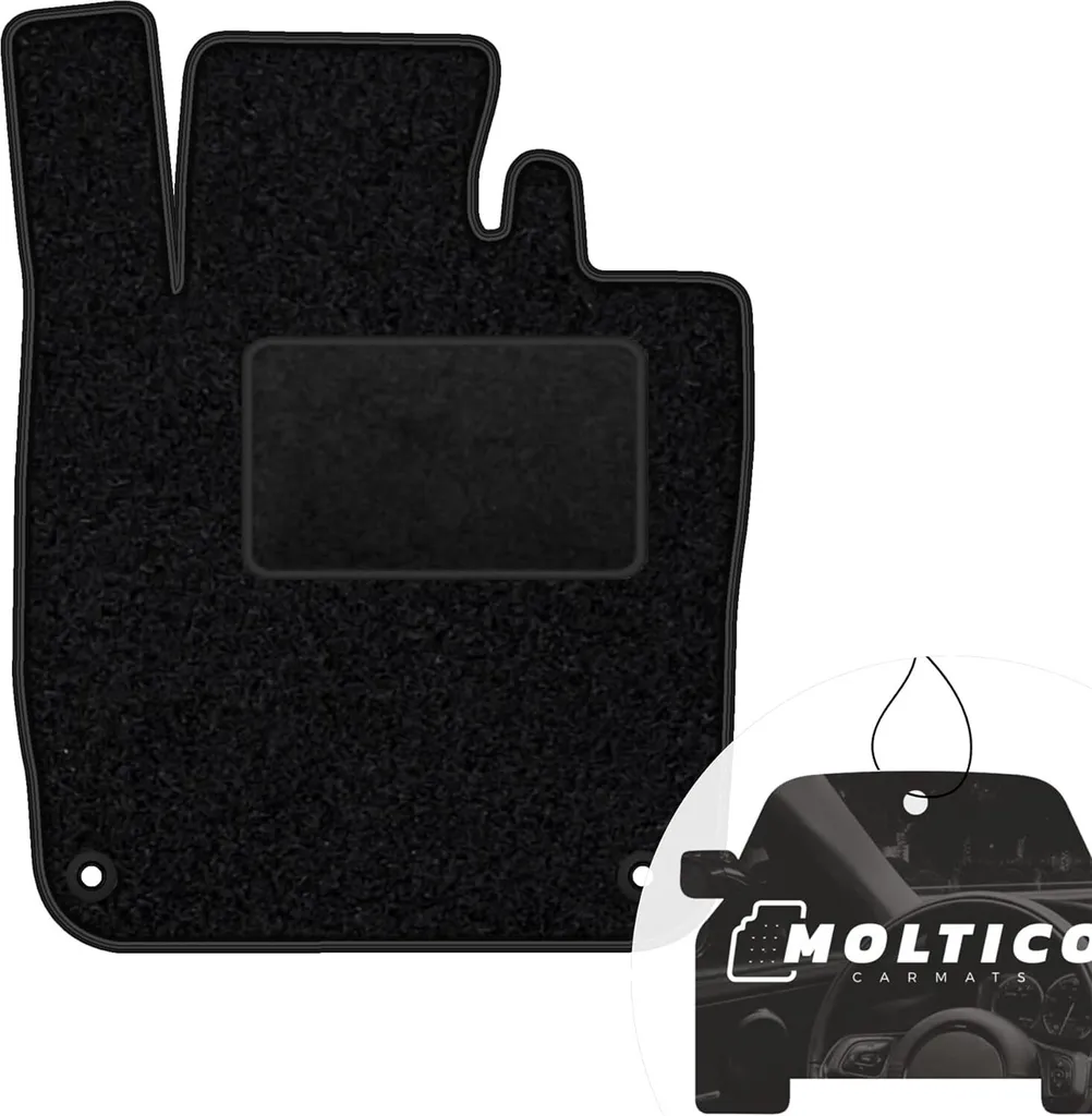 moto-MOLTICO tappetino conducente auto velours lato conducente tappetini auto nero tappetino conducente 1 pezzo adatto per Volvo C70 II 2006-2013