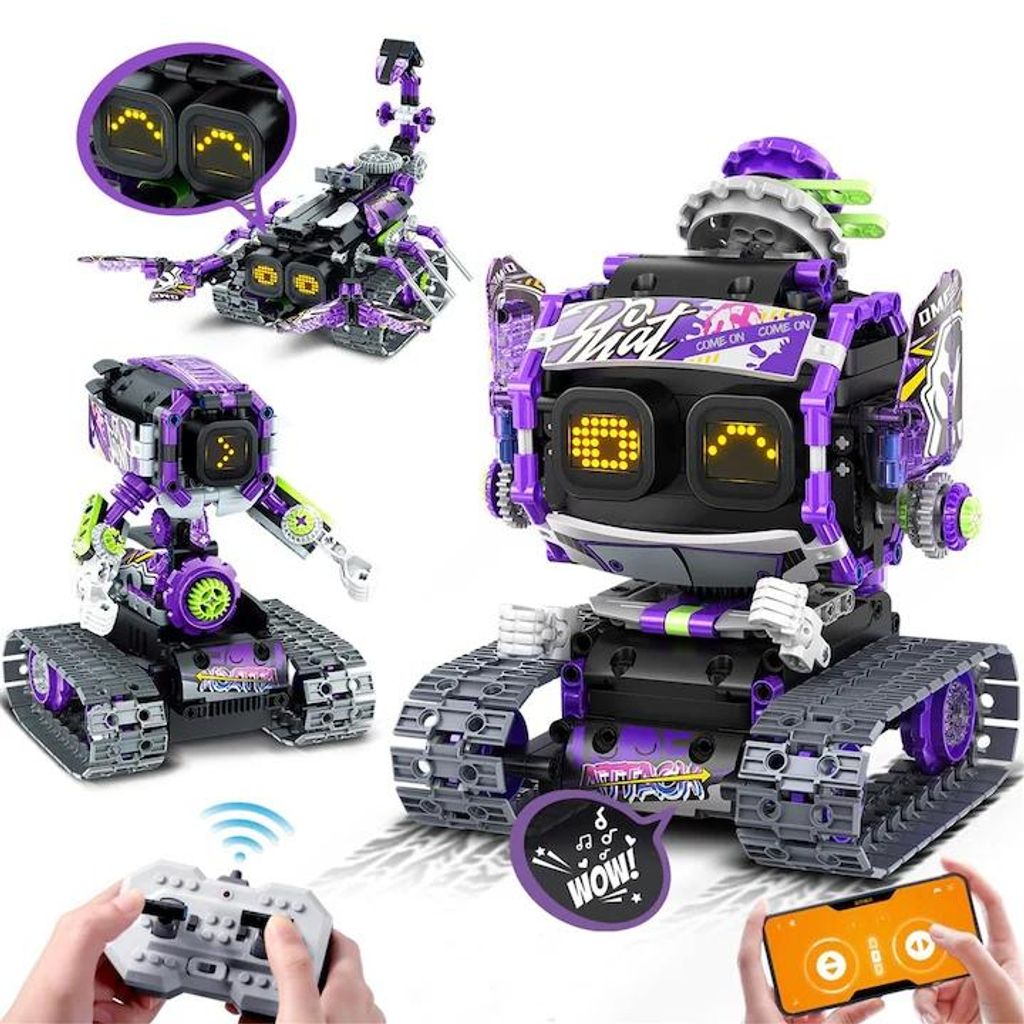 Technik Roboter Kinder Bauspielzeug, Programmierbarer Roboter Bausatz, Ferngesteuerte Robot, 360¡ã-Drehung, STEM Bauspielzeug Jungen Geschenk ab ...