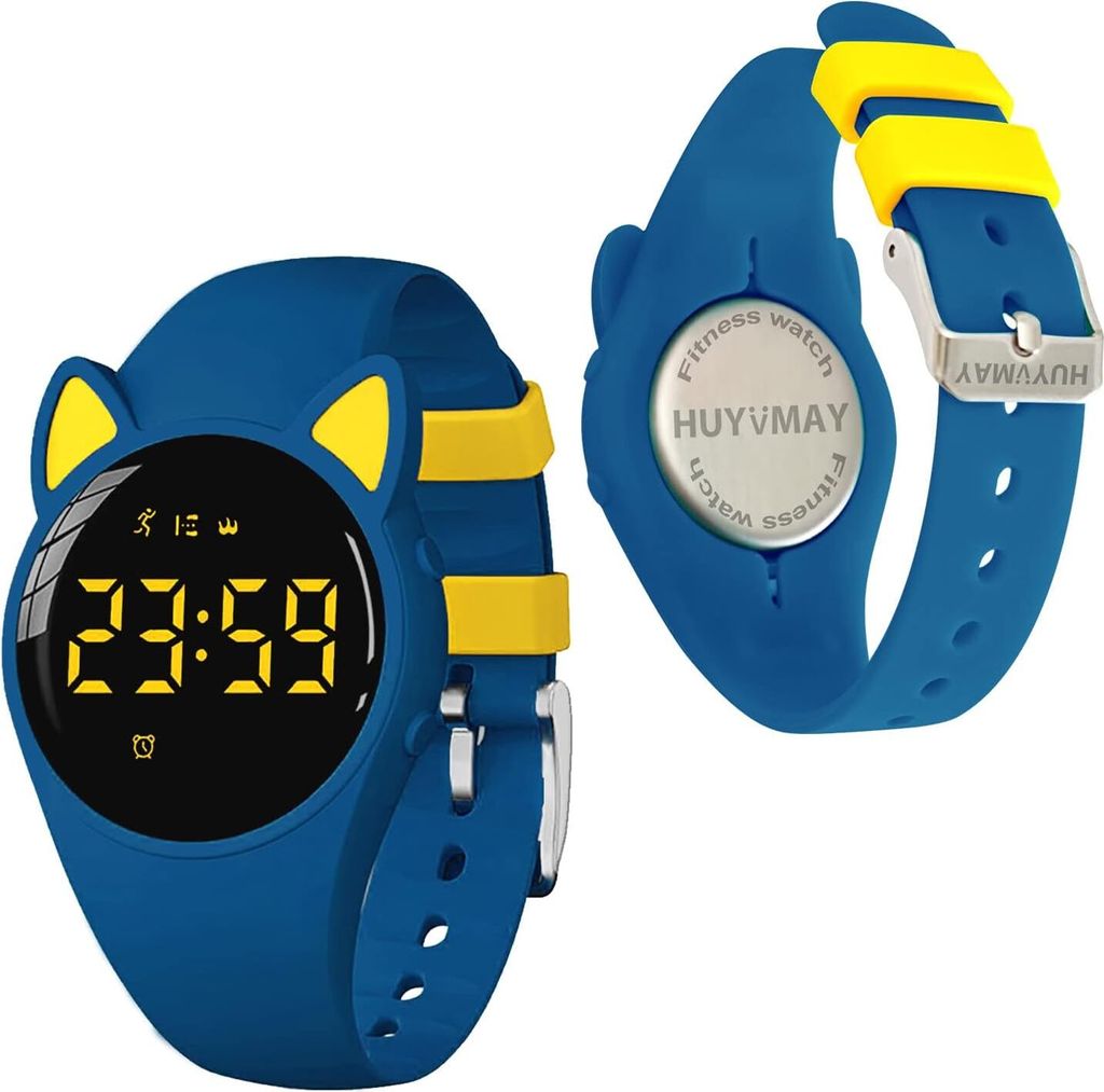 Kinder Fitness Uhr Schrittzähler Uhr ohne App und Handy, 1 Stunde Aufladung für 20 Tage Nutzung, wasserdichte Digital Armbanduhr mit Timer 3 Wecker