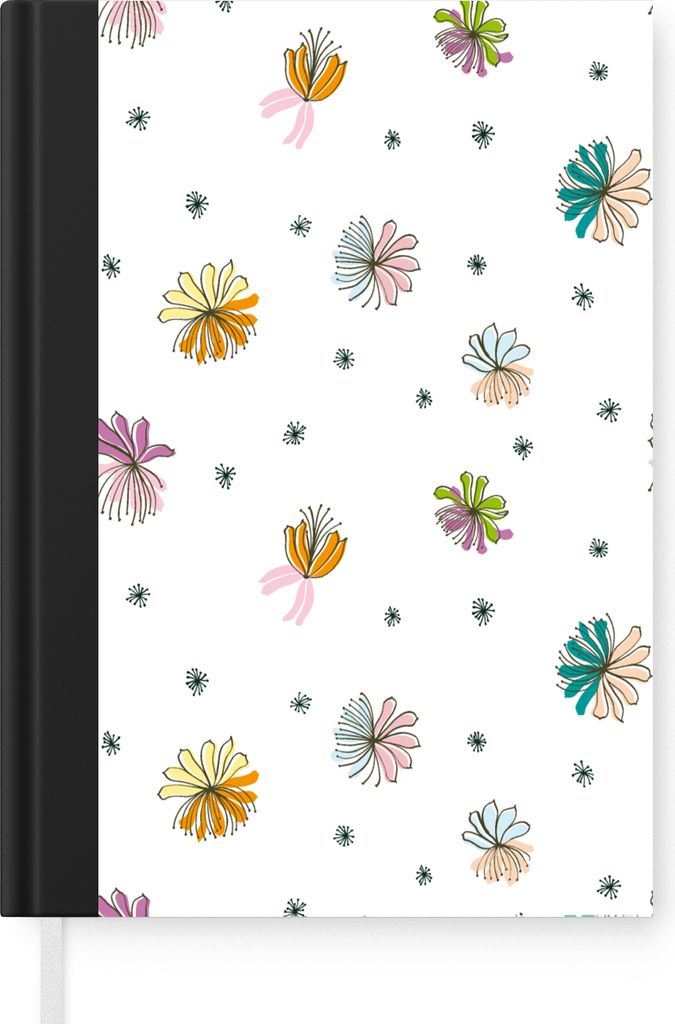 MuchoWow Notizbuch Tagebuch Haushaltsbuch Notebook A5 Blumen - Regenbogen - Flora - Pastell - Muster - Notizblock - Notizheft - Notebook - Schrei...