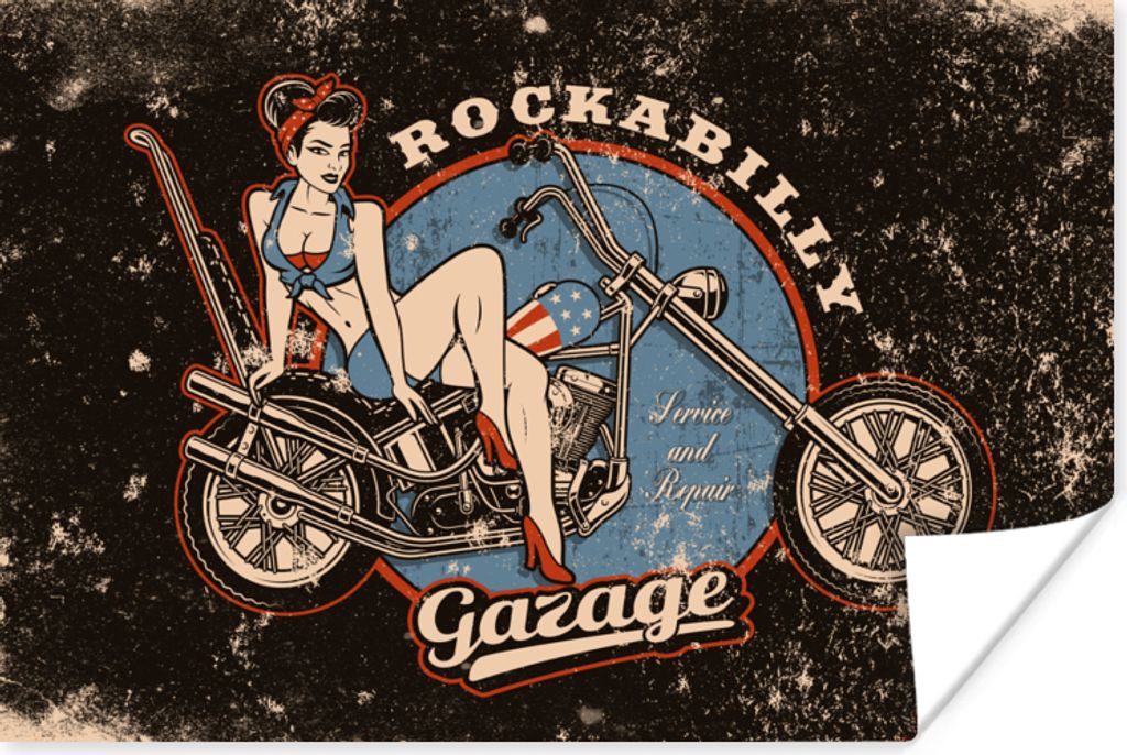 MuchoWow Poster Mancave - Motor - Frauen - Retro 180x120 cm - Fotoplakat