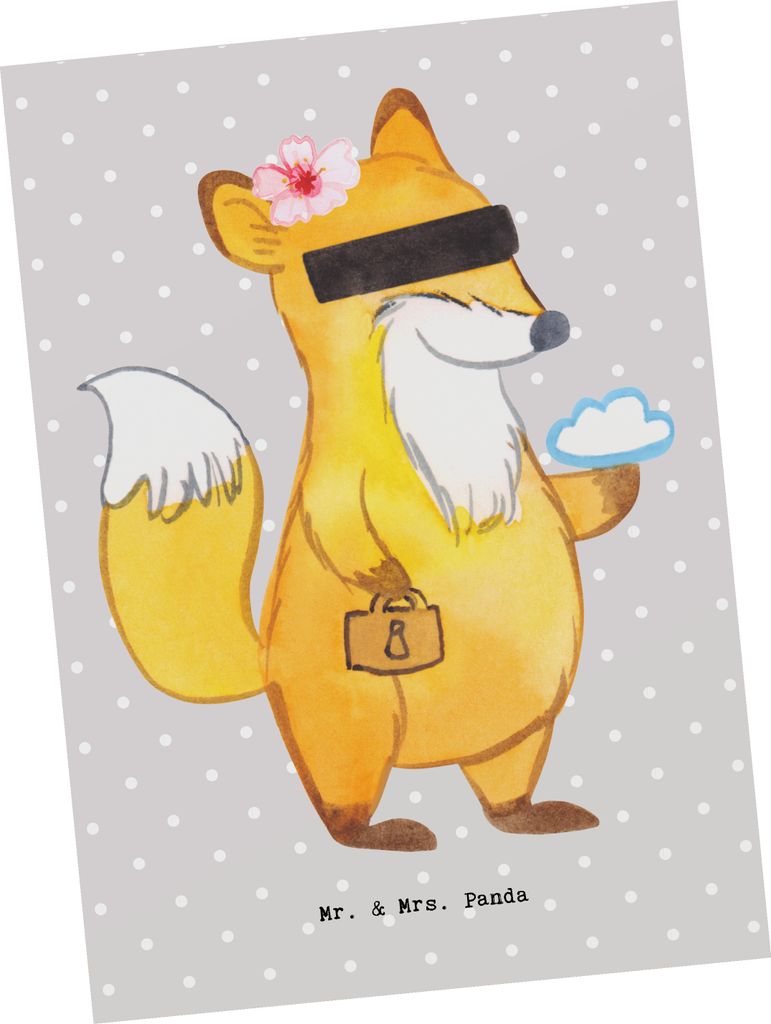 Mr. & Mrs. Panda Postkarte Datenschutzbeauftragte Herz - Grau Pastell - Geschenk, Grußkarte, einzelkarte, Ansichtskarte, Datenschutz, Datenschütz...