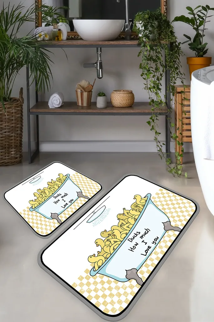 Set 2 Tappetini Bagno Mijolnir Anatre Multicolore 50x60 - Offerta Casa