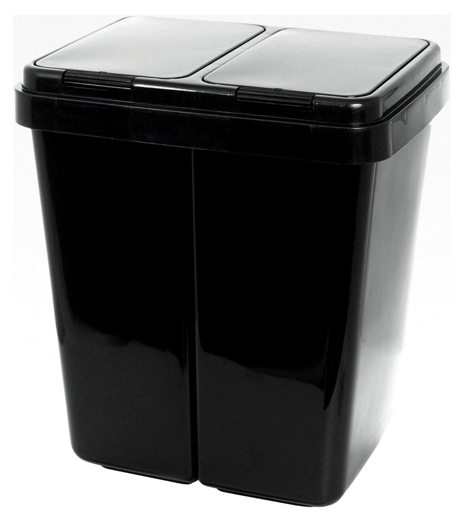 Doppelmülleimer 2 x 25l Recycling - Abfallbehälter mit 2 Deckeln - Anthrazit Metallic