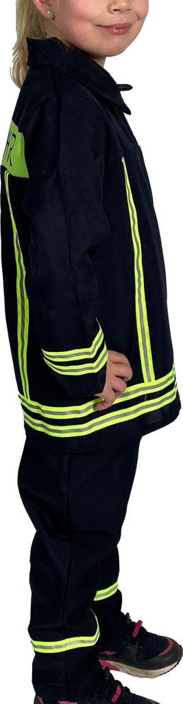 Feuerwehrmann-Kostüm Für Kinder – 2-teiliges Set Mit Jacke & Hose, Größe 140, Inkl. Reflektierenden Streifen