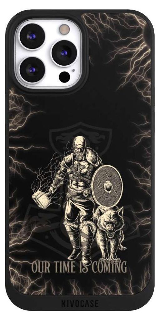 NIVOCASE Handyhülle für Apple iPhone 13 Pro Max Hülle NIVOpure Case Schwarz Serienmotiv Vikings Wikinger