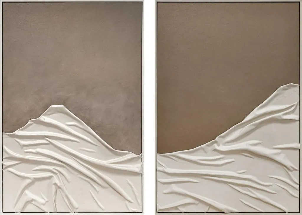 Tableau Moderne Urbain ESPRIT Blanc et Beige 83x123 cm - Diptyque Déco