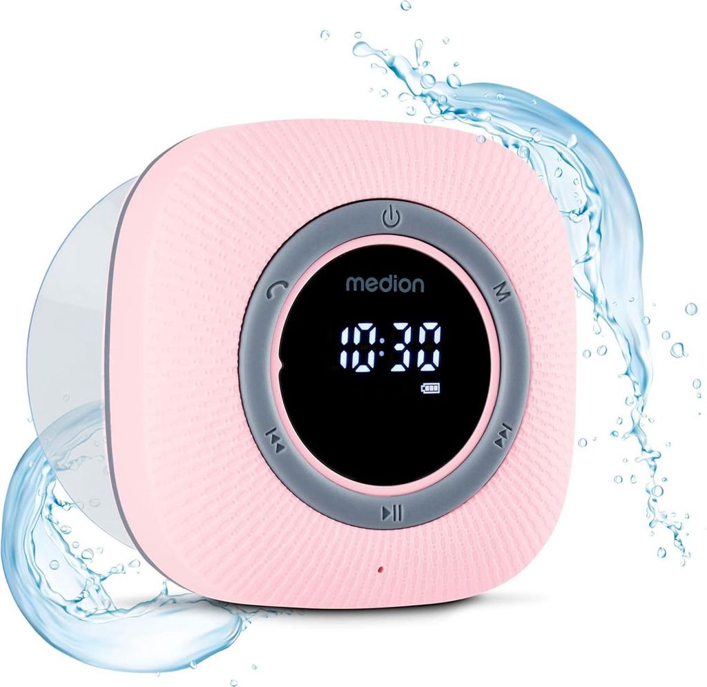 TechniSat DIGITRADIO 30 - waterdichte DAB douche radio (digitale radio, FM, geïntegreerde oplaadbare batterij, Bluetooth, waterdicht tot IPX5, wekker, favorieten geheugen, hoofdtelefoonaansluiting