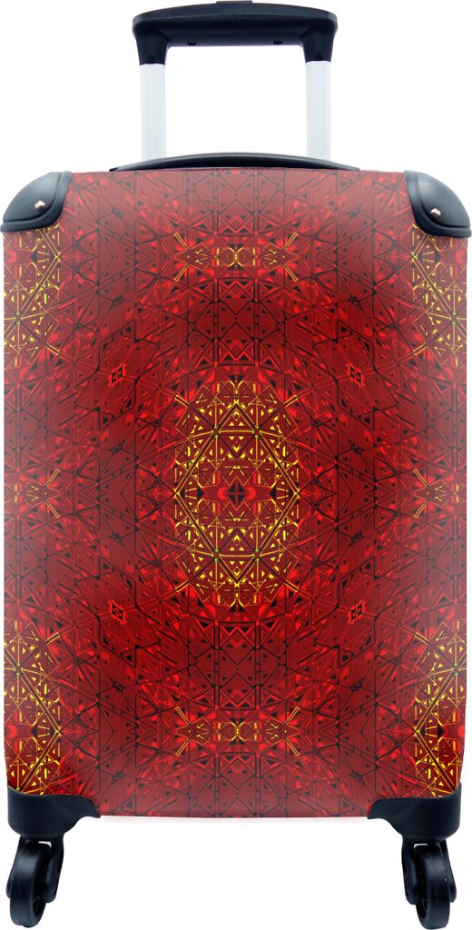 MuchoWow MuchoWow Koffer Handgepäck Trolley Rollkoffer Kleine Reisekoffer mit 4 Rollen - Muster - Abstrakt - Rot - Cabin Size < 55x40x23 cm & ...