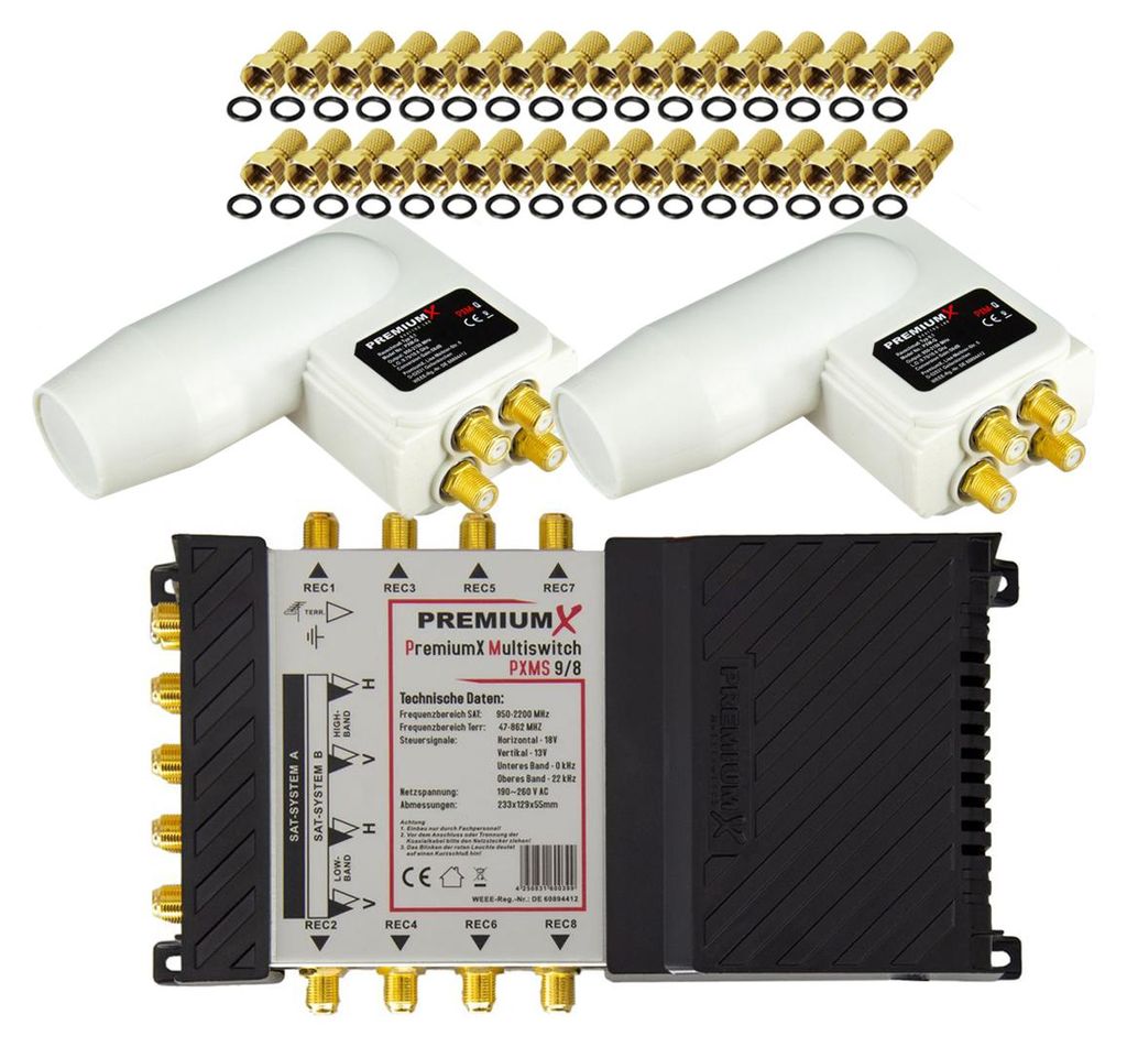 PremiumX Multischalter Set 9/8 SAT 2x Multifeed 3° Quattro Produktbild 