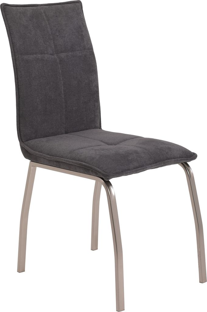 Esszimmerstühle Stühle 2er Set FABIEN Anthrazit- Edelstahloptik