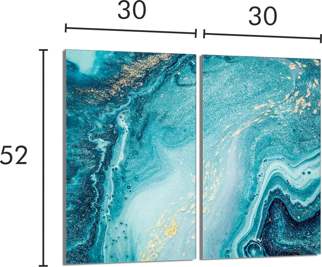Offerta Copriforno Marmo Turchese 30x52 Vetro Temperato 2 Pezzi - 2