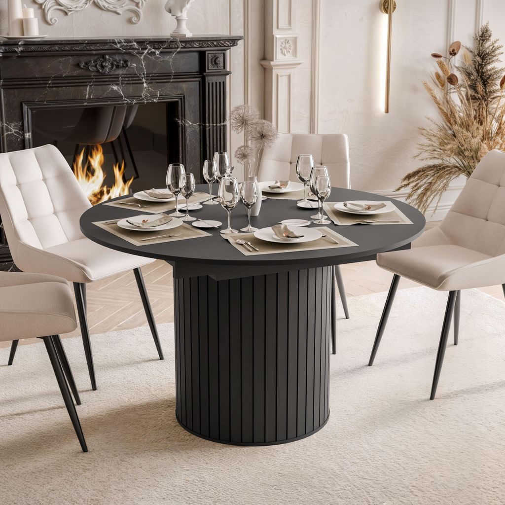 Ausziehbarer Tisch ELODIE 120–160 cm schwarz