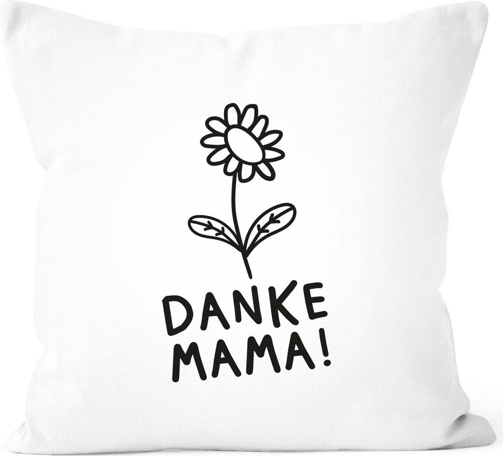 personalisierter Kissen-Bezug Blümchen mit Botschaft personalisierte Geschenke zum Muttertag SpecialMe Danke Mama! weiß 40cm x 40cm