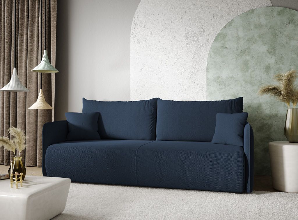 Sofa 2-Sitzer mit Schlaffunktion CALGARY Stoff Curio Dunkelblau