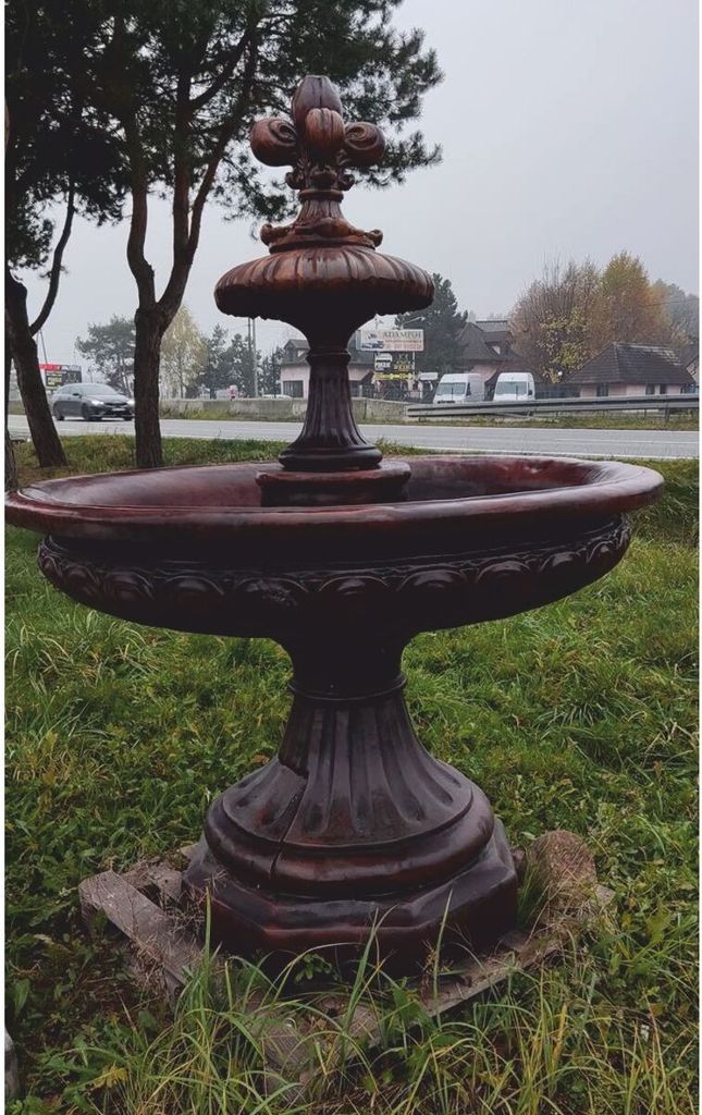 Casa Padrino Jugendstil Springbrunnen Braun Ø 150 x H. 180 cm - Prunkvoller Gartenbrunnen